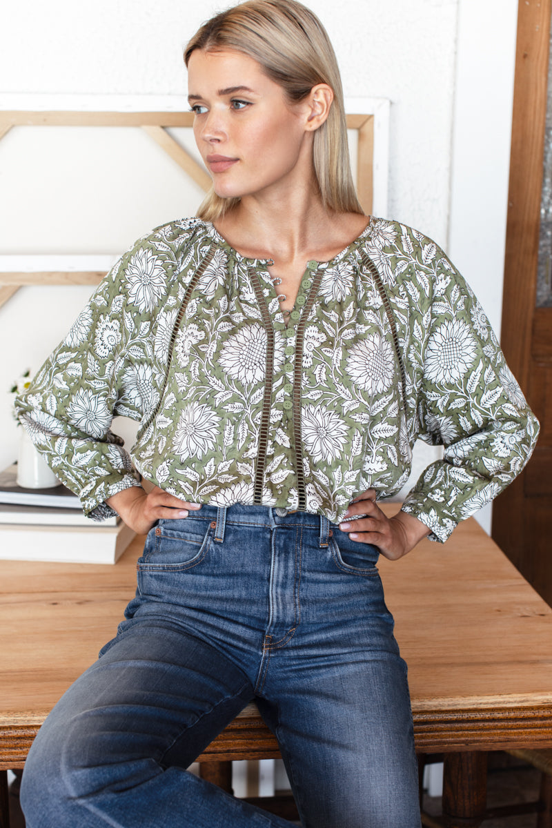 Lucy Heirloom Blouse - Arles Gothic Olive