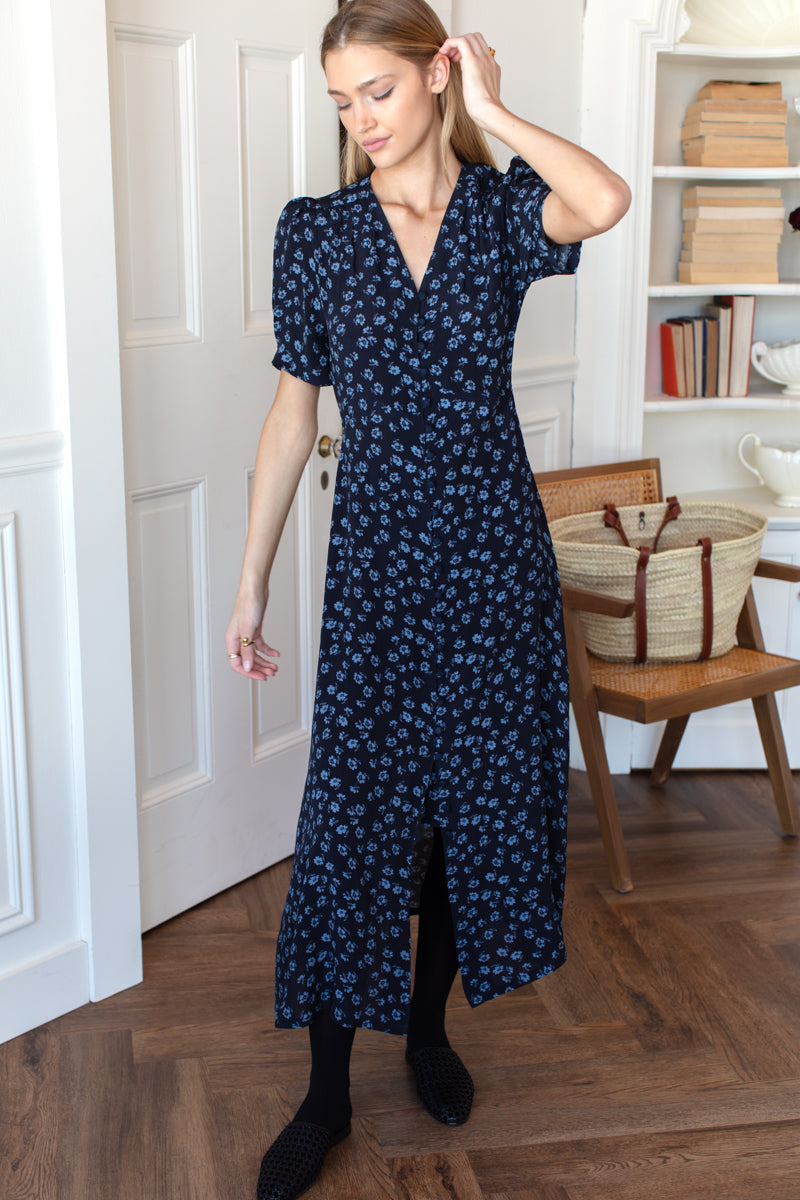 Lucyia Antique Dress - Bea Flowers Midnight