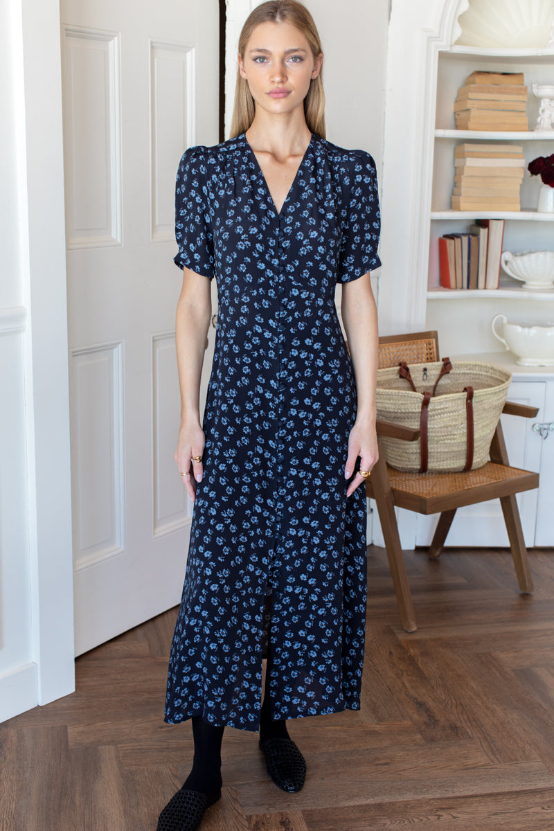 Lucyia Antique Dress - Bea Flowers Midnight