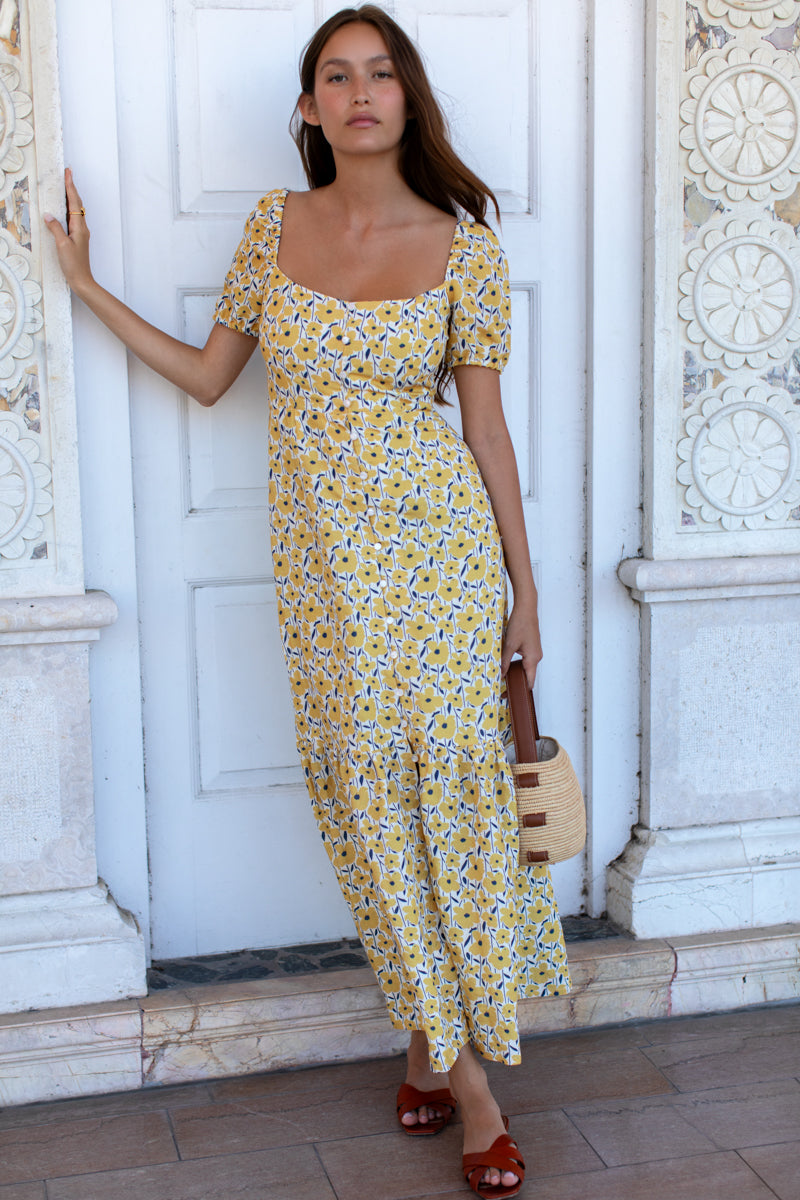 Luie Maxi Dress - Sharon's Flower Gold M Luie Maxi Dress - Sharon's Flower Gold M