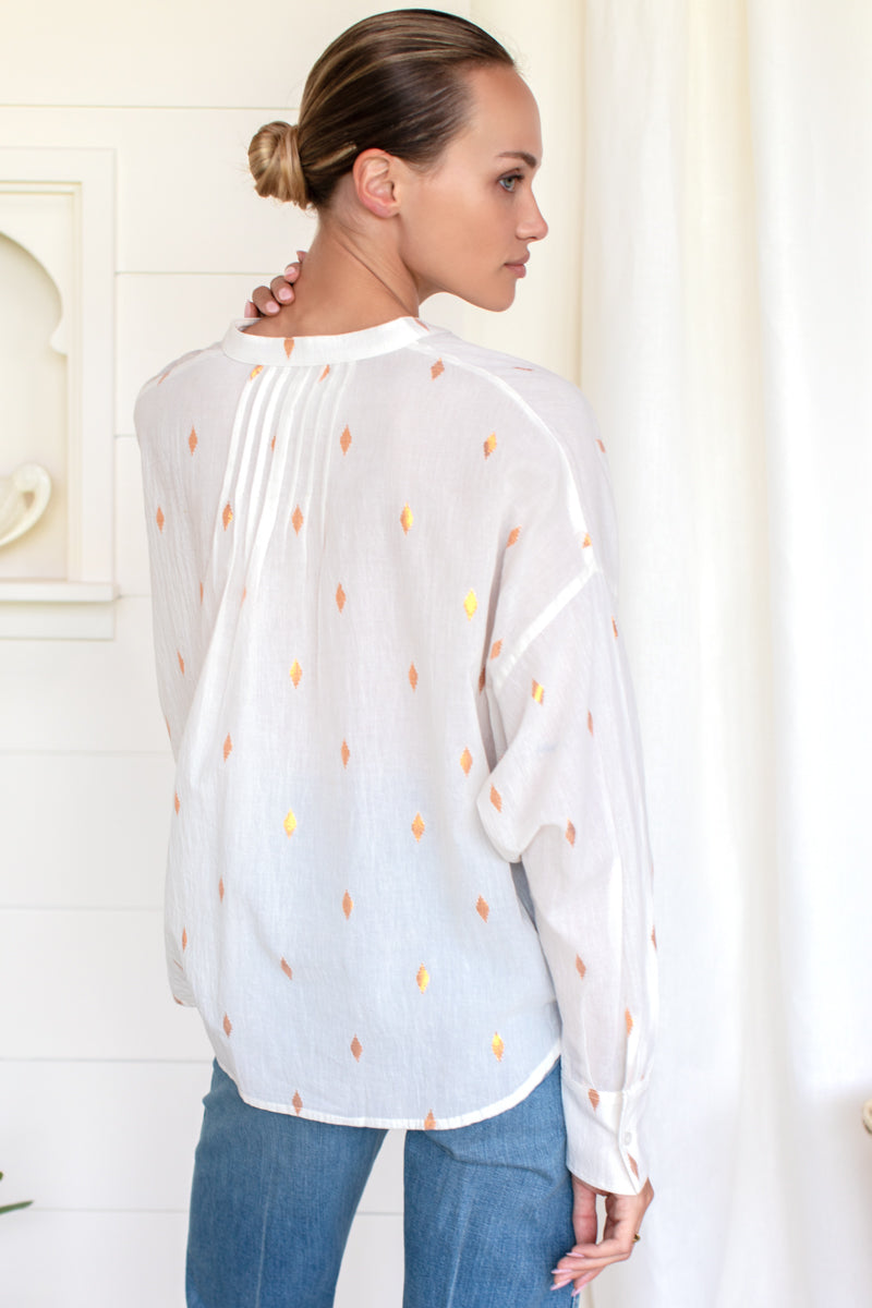 Mandarin Collar Longsleeve 2 - Gold Leaf Ivory