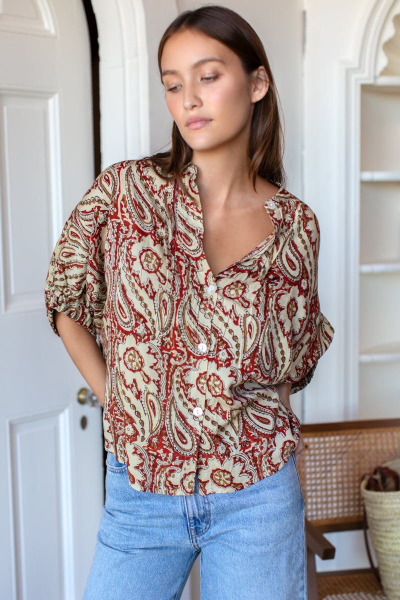 Mandarin Collar Top - Batik