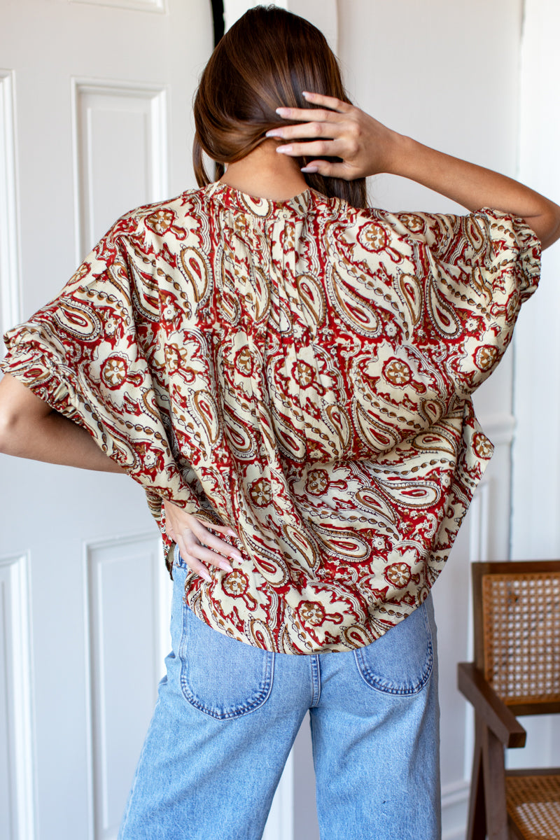 Mandarin Collar Top - Batik