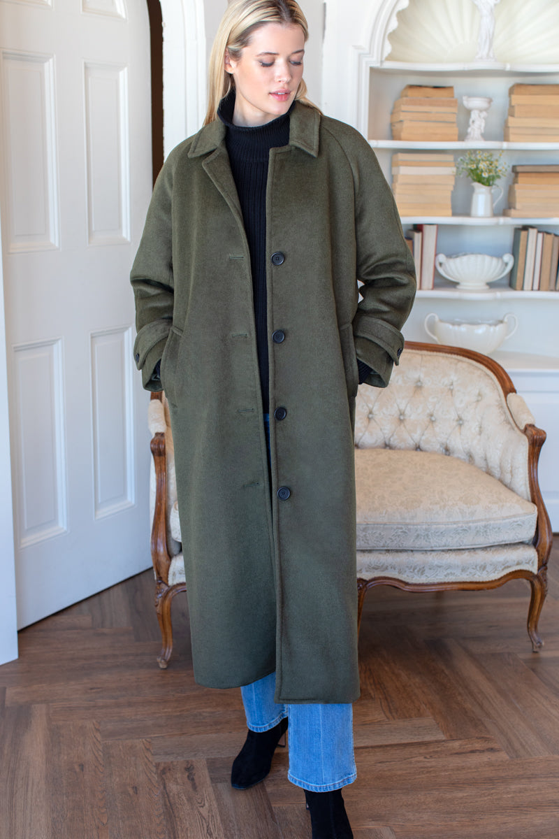 Maxi Overcoat - Army Wool