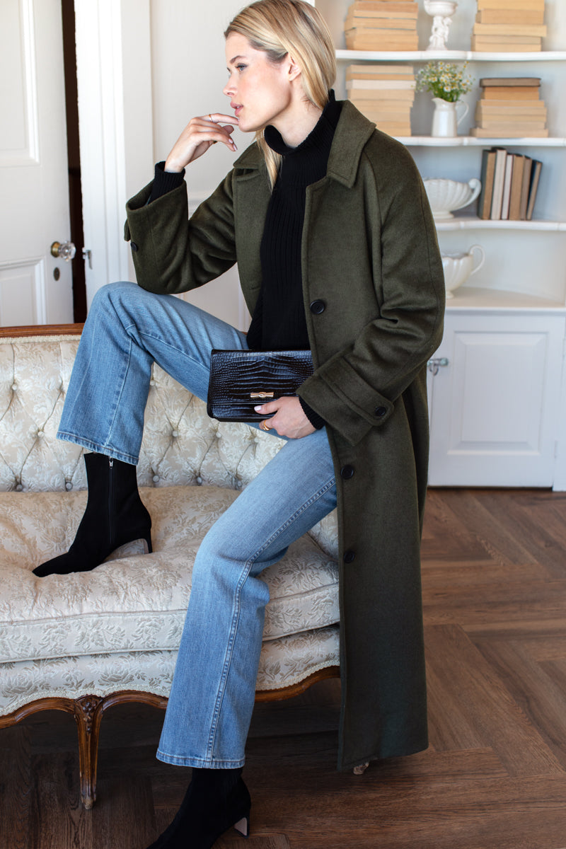 Maxi Overcoat - Army Wool