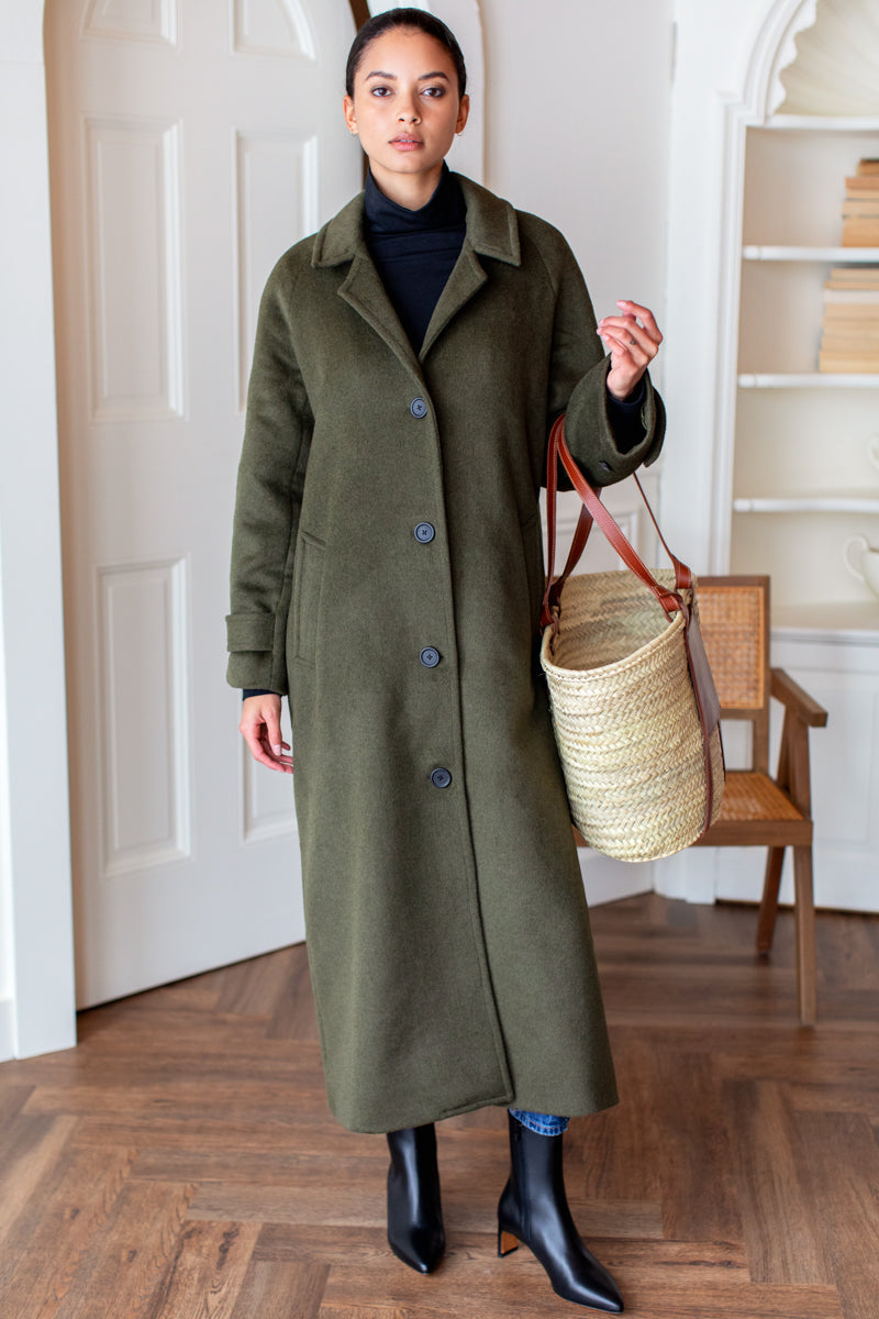 Maxi Overcoat - Army Wool