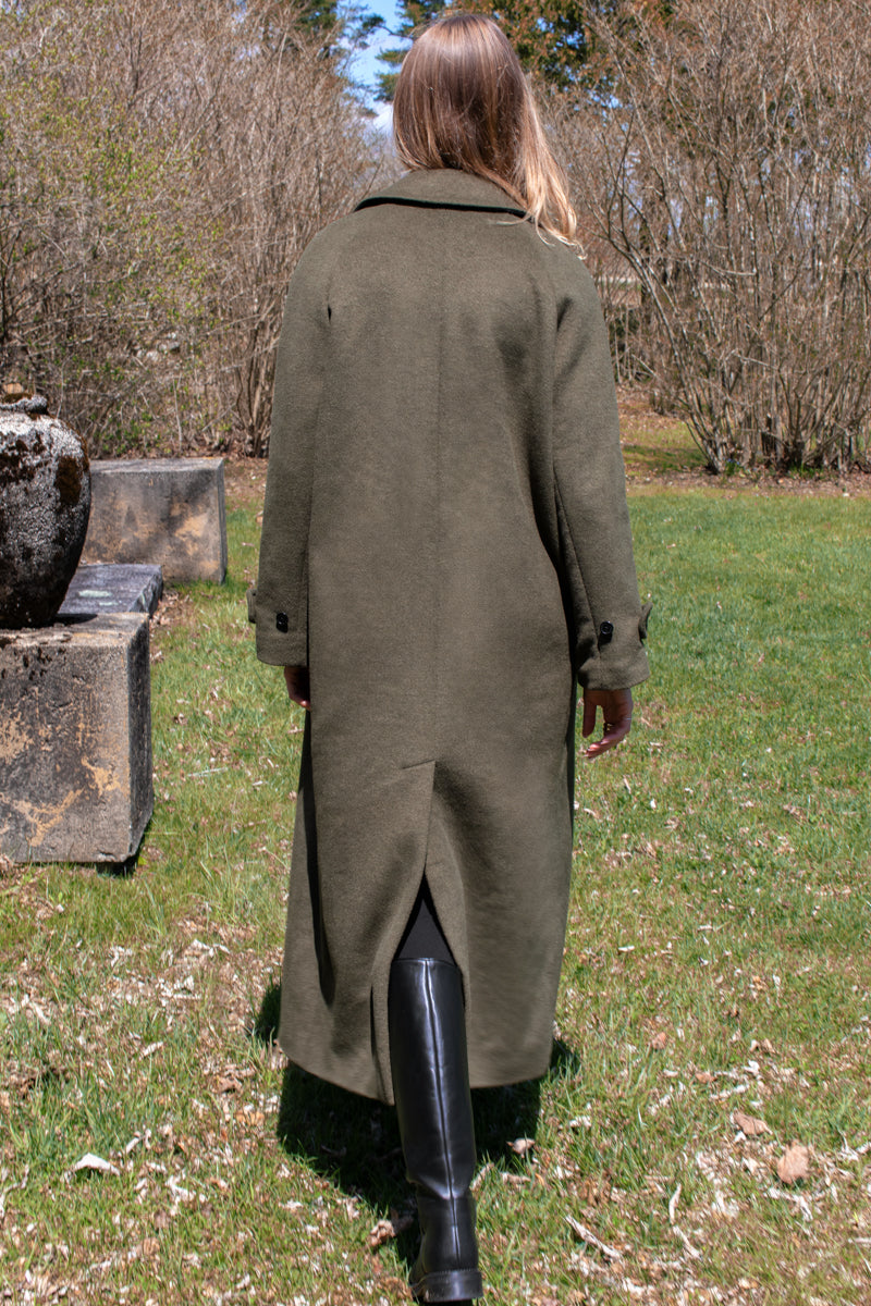 Maxi Overcoat - Army Wool