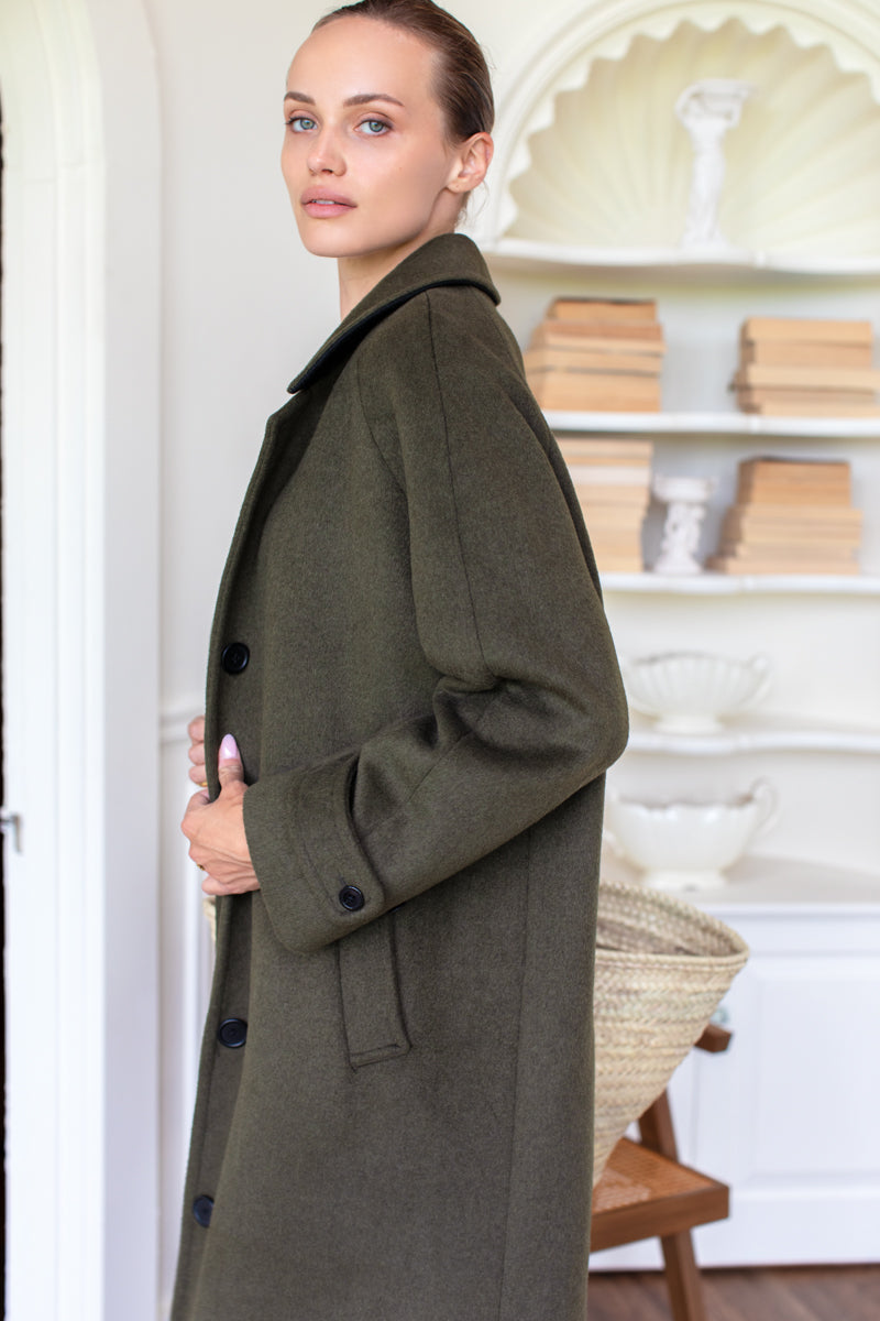 Maxi Overcoat - Army Wool