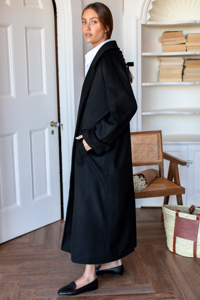 Maxi Overcoat - Black Wool