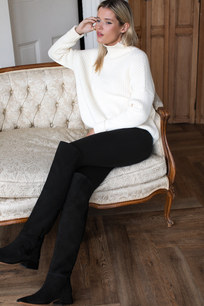 Over The Knee Boot - Black Suede