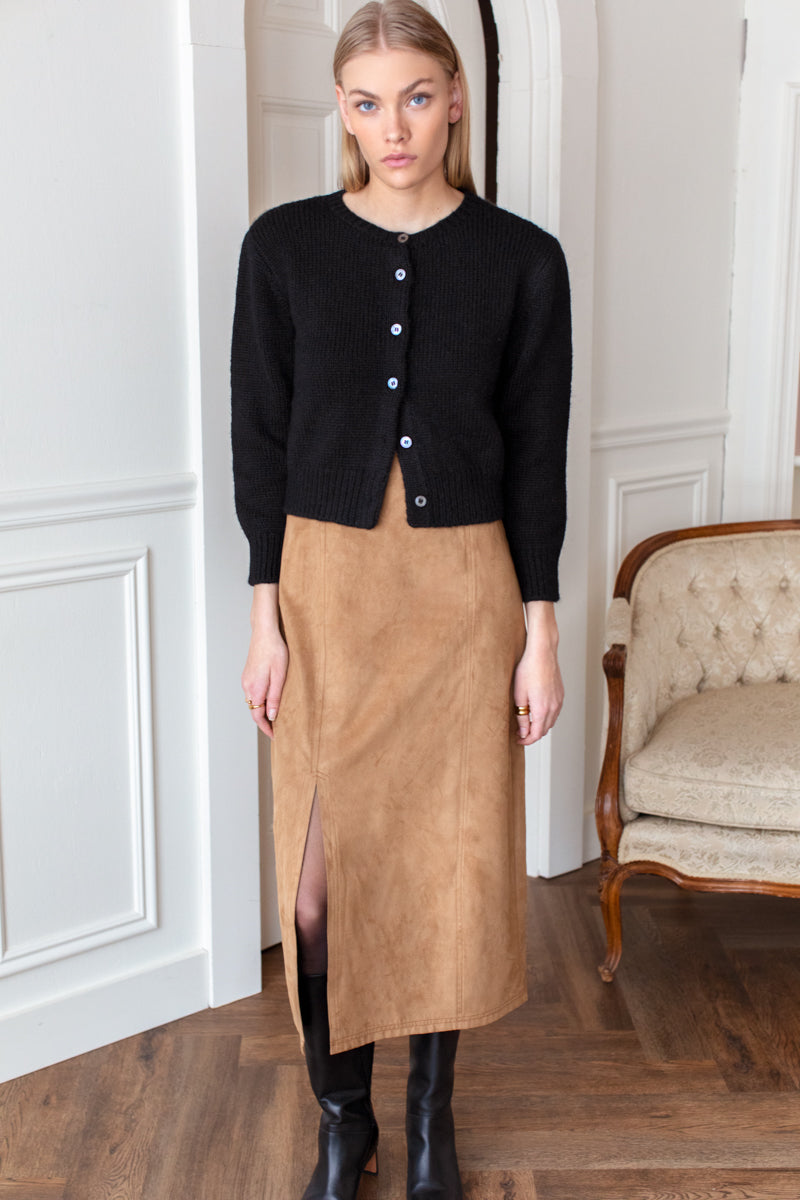 Pencil Skirt - Cocoa Suede