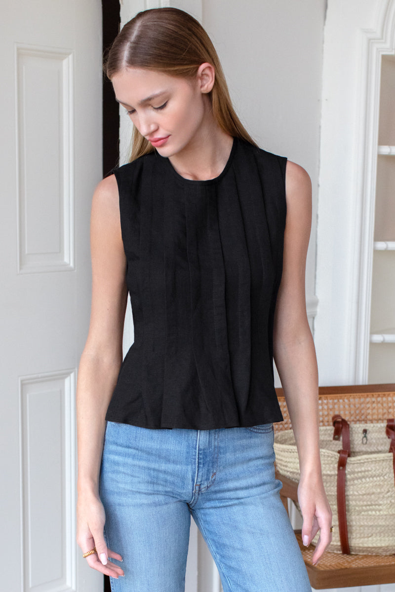 Plait Long Top - Black