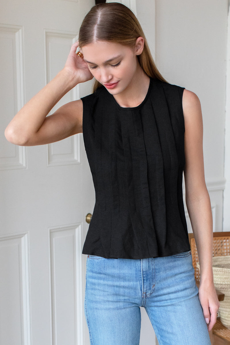 Plait Long Top - Black