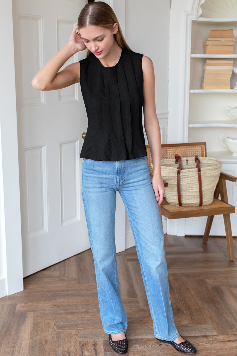 Plait Long Top - Black