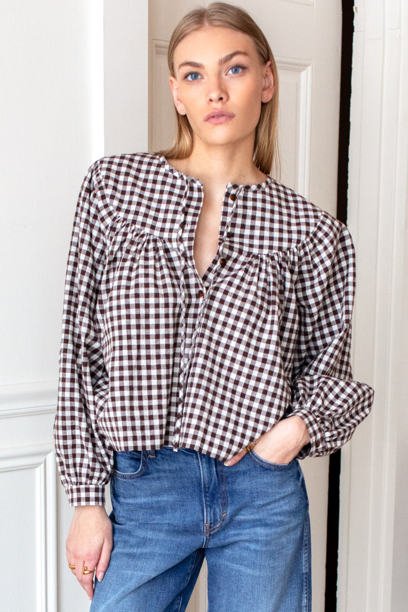 Emmaline 2 Blouse - Cocoa Gingham