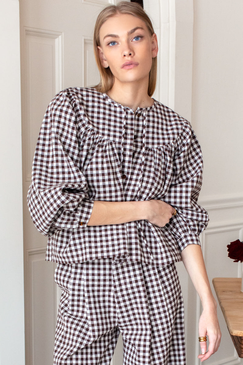 Emmaline 2 Blouse - Cocoa Gingham