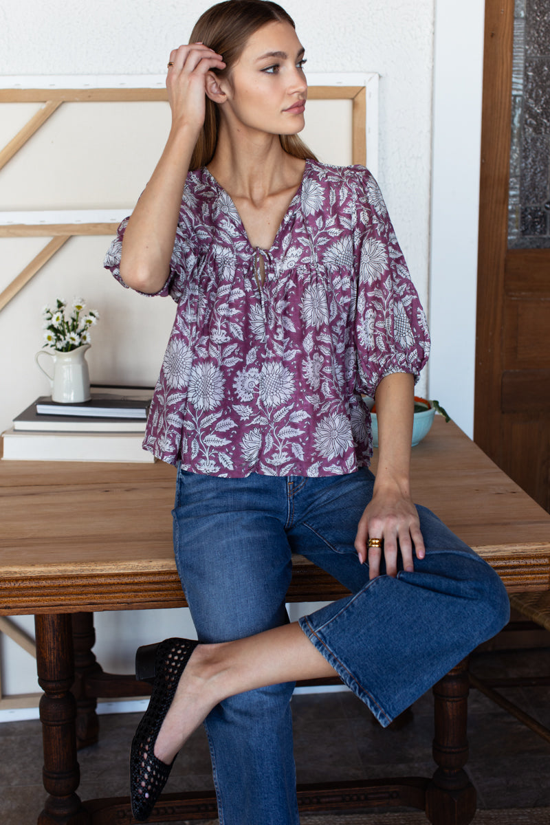Puff Isla Top - Arles Purple
