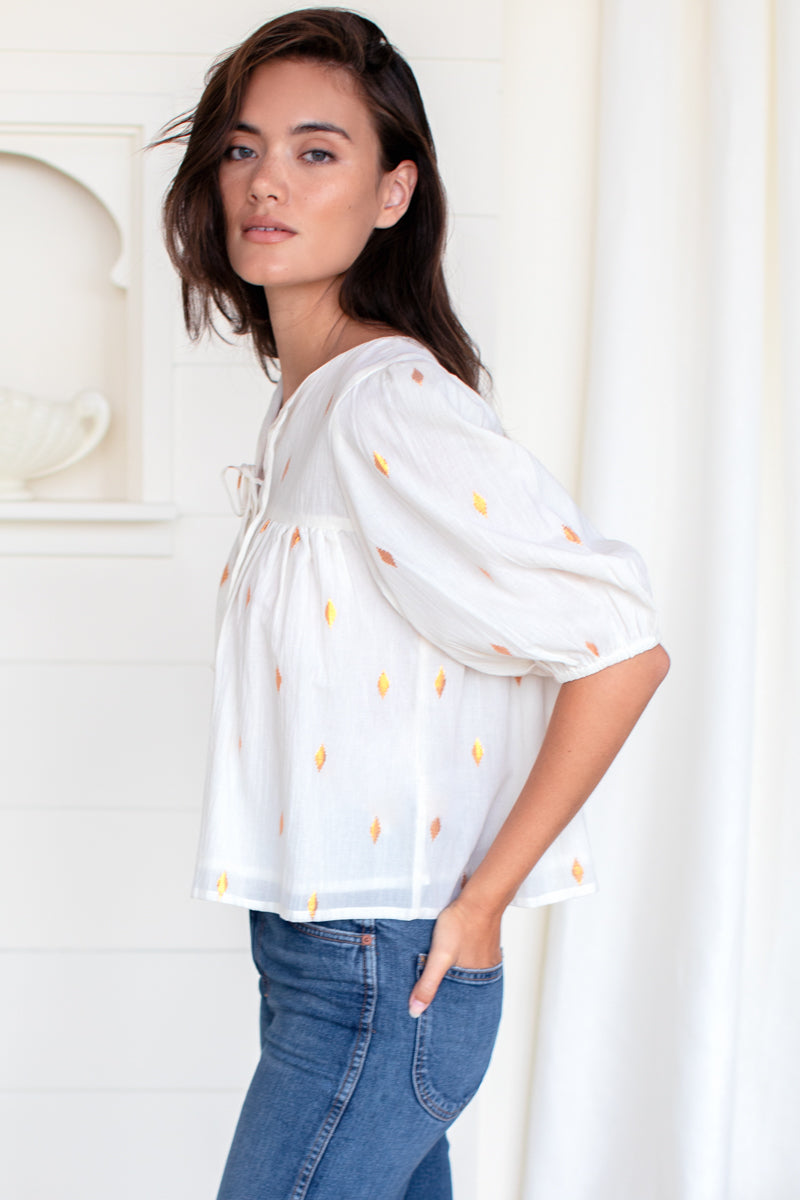 Puff Isla Top - Gold Leaf Ivory