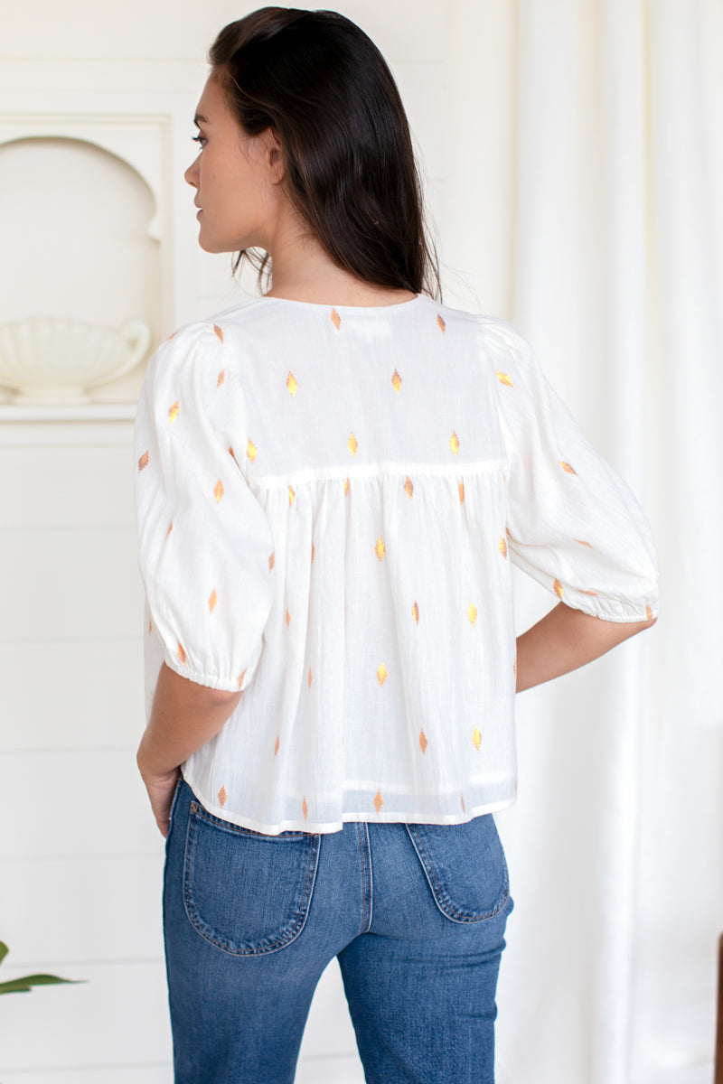 Puff Isla Top - Gold Leaf Ivory