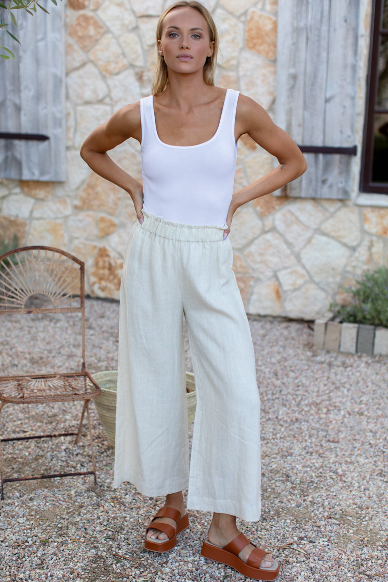 Pull On Pant - Arctic Wolf Linen