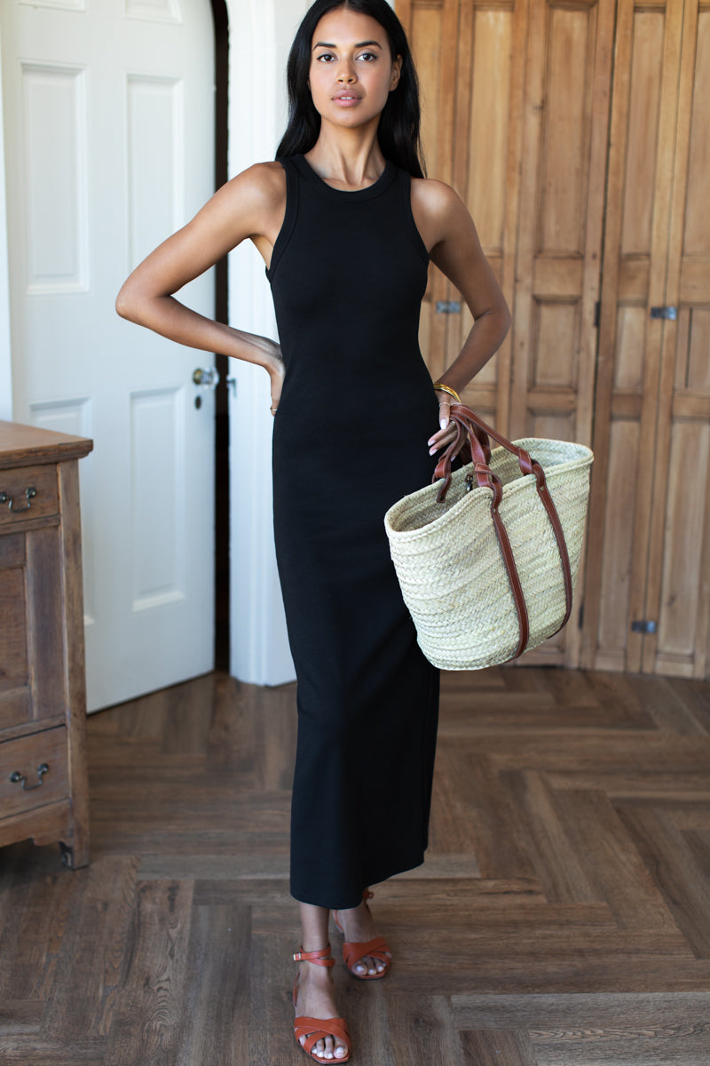 Racerback Tank Maxi Dress - Onyx Rib