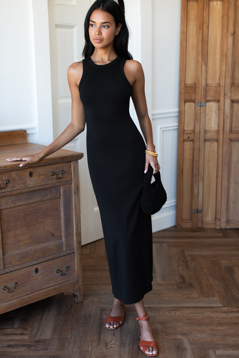 black maxi dress tank Racerback Tank Dress Maxi