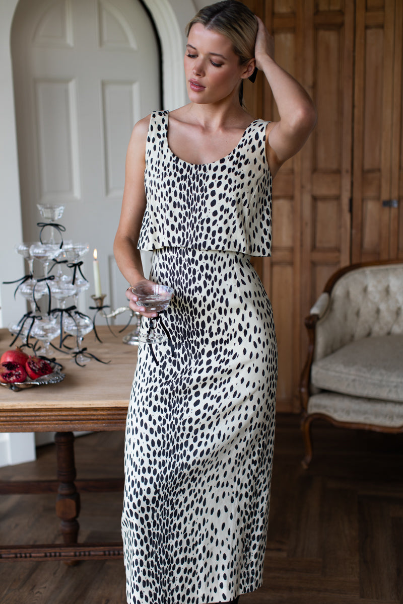 Roma Midi Dress - Leopard Stretch Linen