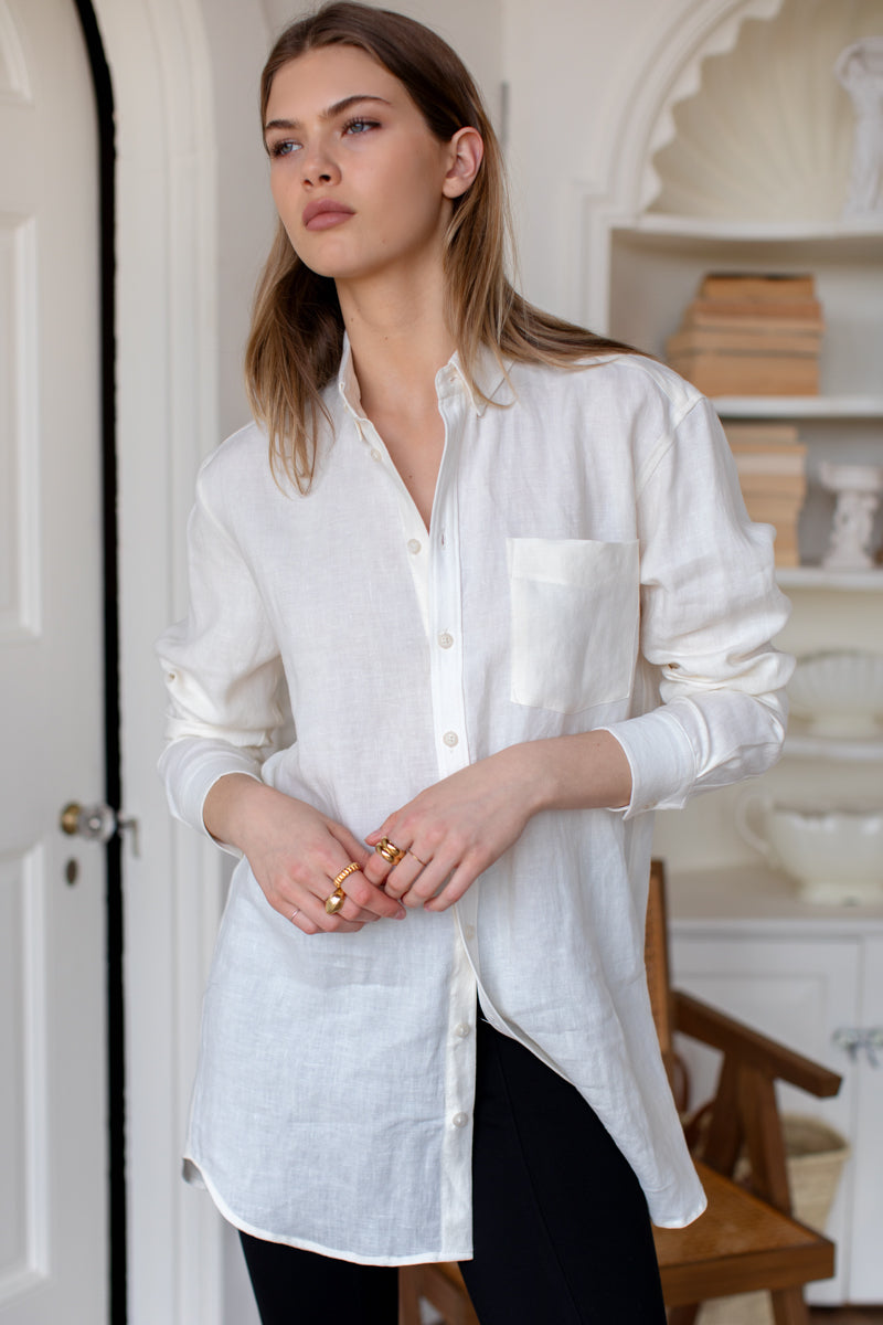 Ry Shirt Hem Tunic - Natural Linen