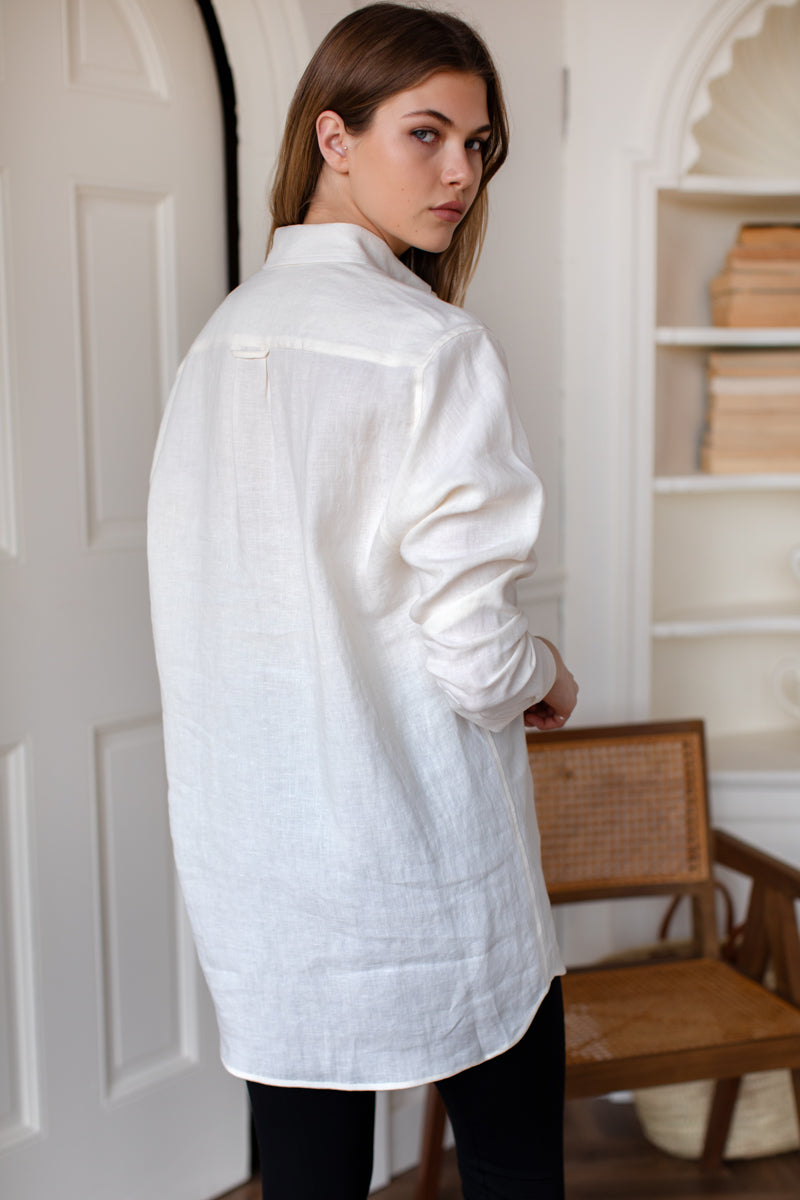 Ry Shirt Hem Tunic - Natural Linen