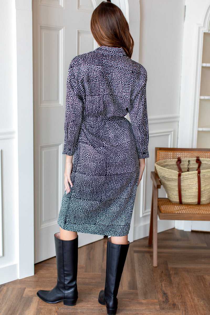 Ry Shirtdress - Painterly Dots Black