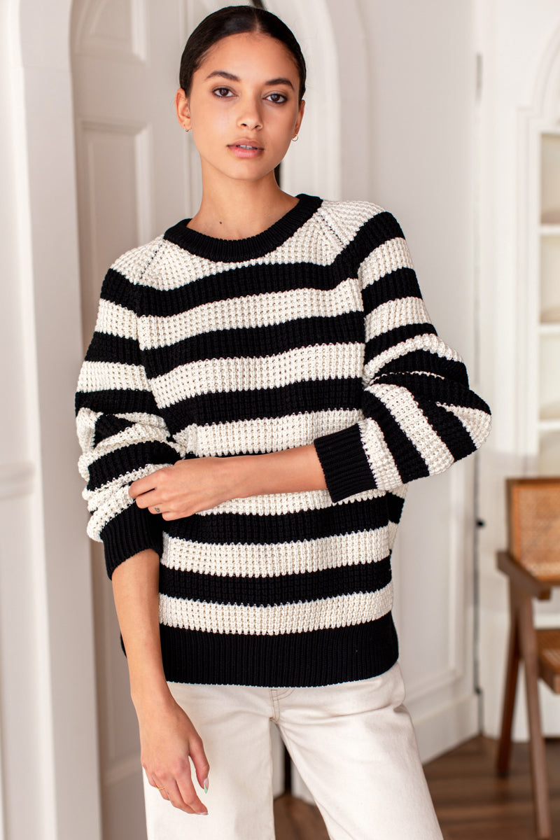 Ryan Heavy Sweater - Wide Stripe Black Organic