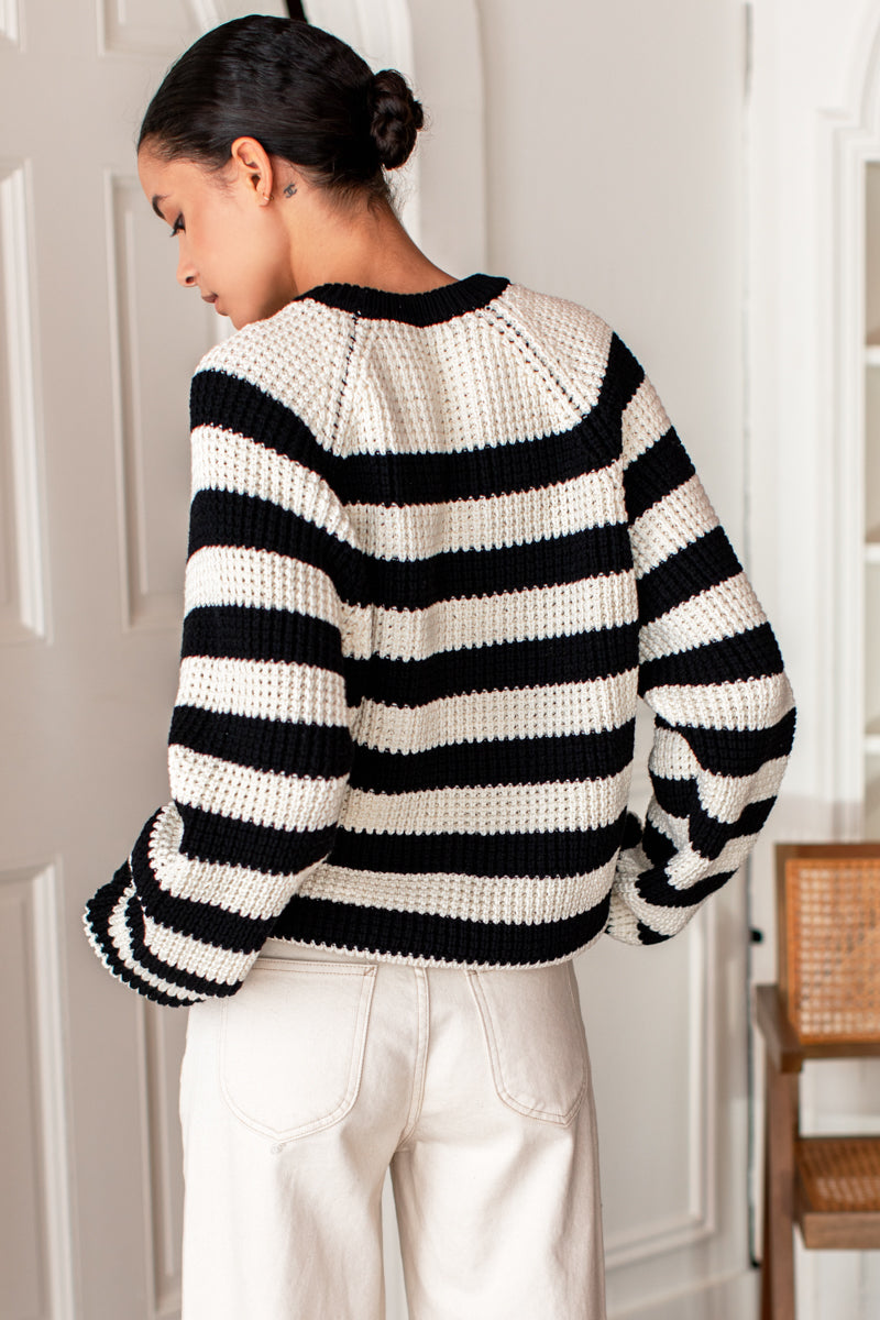 Ryan Heavy Sweater - Wide Stripe Black Organic