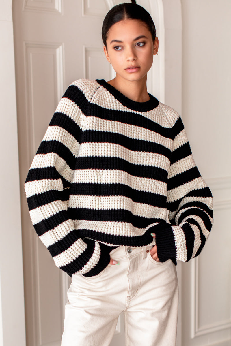 Ryan Heavy Sweater - Wide Stripe Black Organic