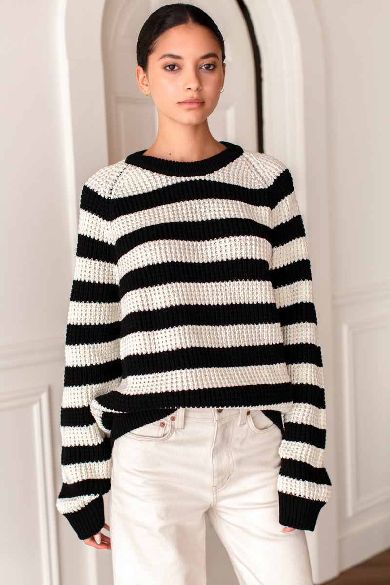 Ryan Heavy Sweater - Wide Stripe Black Organic