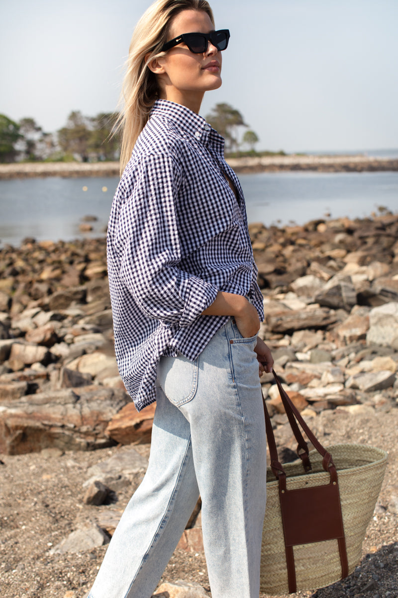 Ryan Shirt - Navy + White Seersucker Check