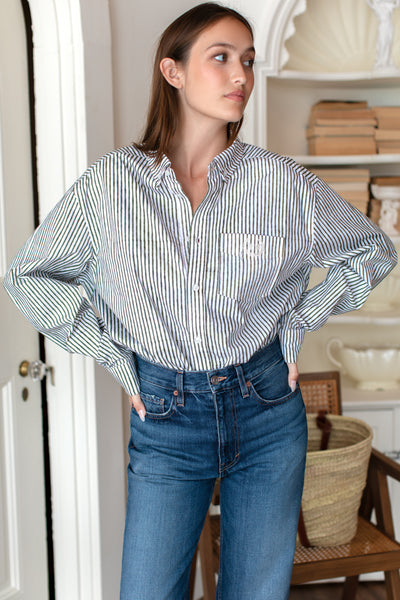 Ryan Shirt - Moss Stripe Poplin