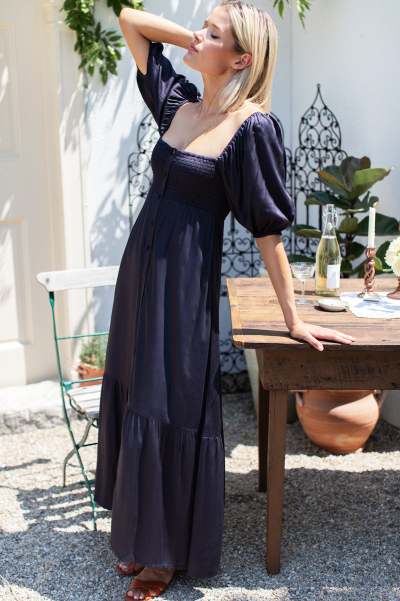 Santiago 3 Maxi Dress - Midnight Satin
