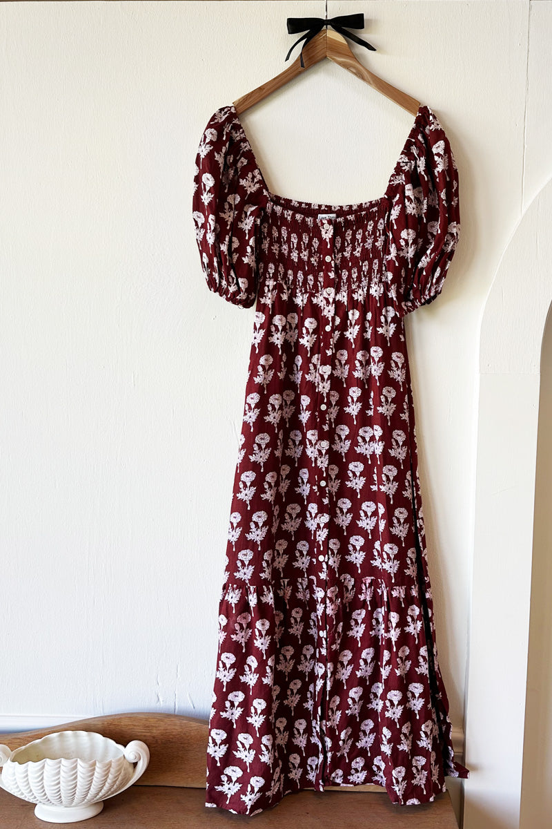 Santiago 4 Maxi Dress - Pressed Marigolds Rouge Linen