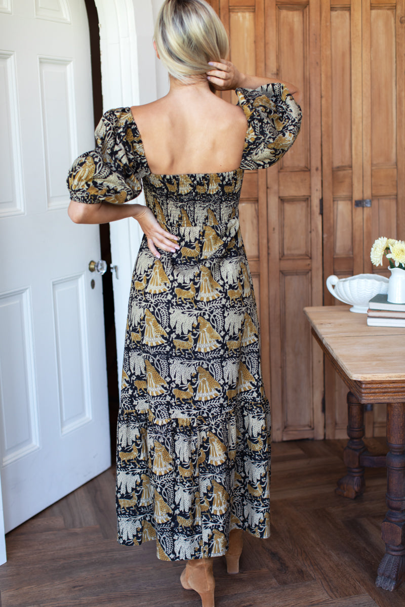 Santiago 4 Maxi Dress - Story Print Linen