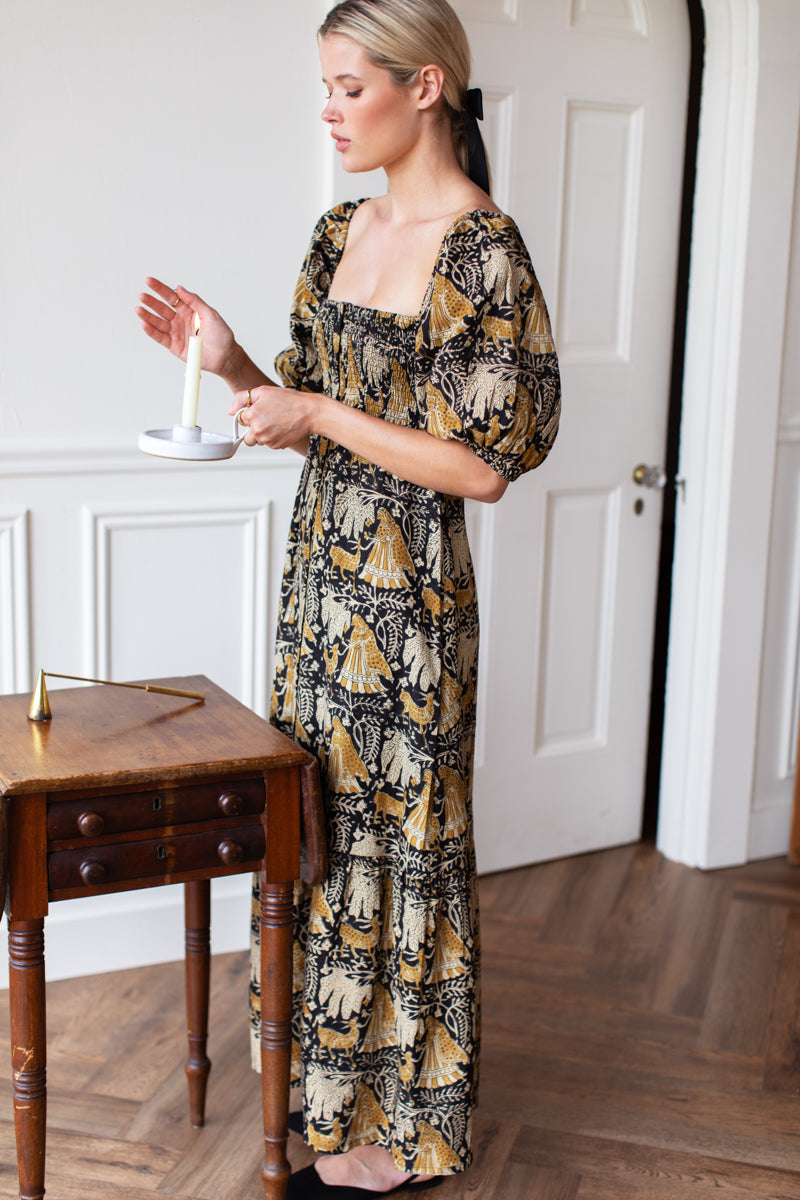 Santiago 4 Maxi Dress - Story Print Linen