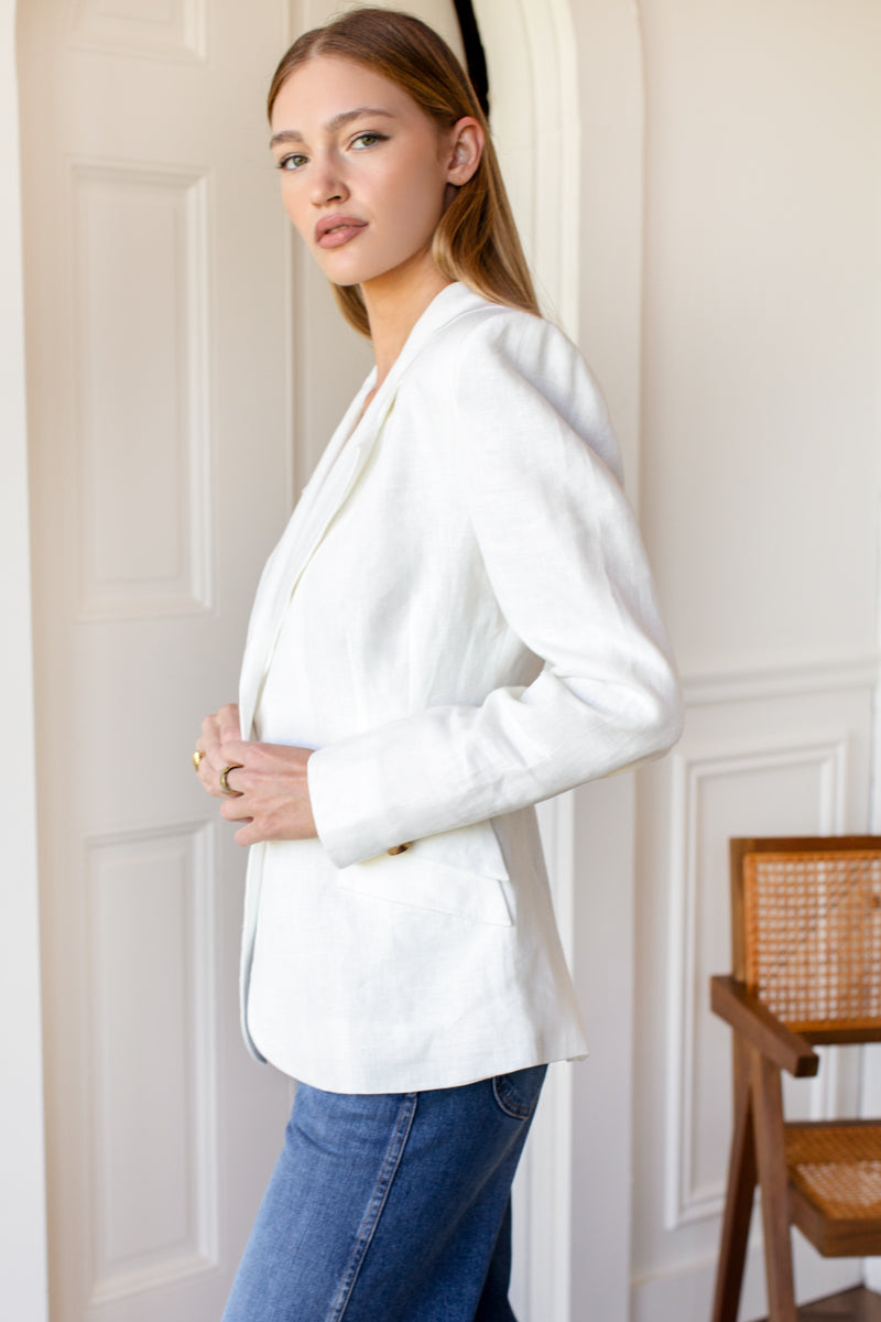 Sculptural Pocket Blazer - Ivory Nevada Linen