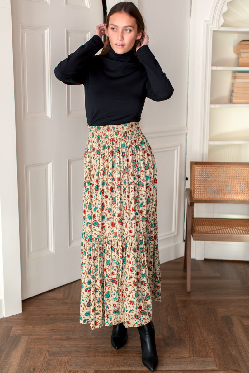 Shirred Skirt - Leela Print