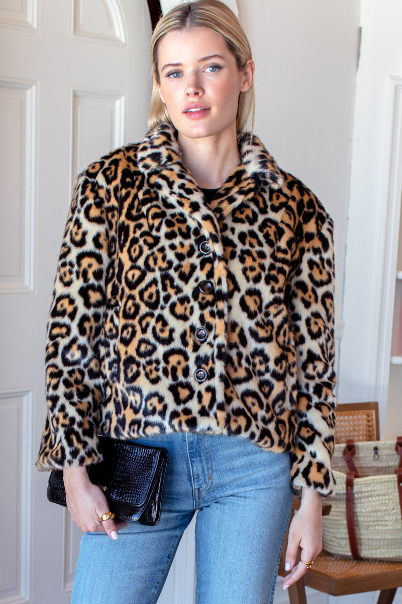 Short 60s Coat - Leopard Fur