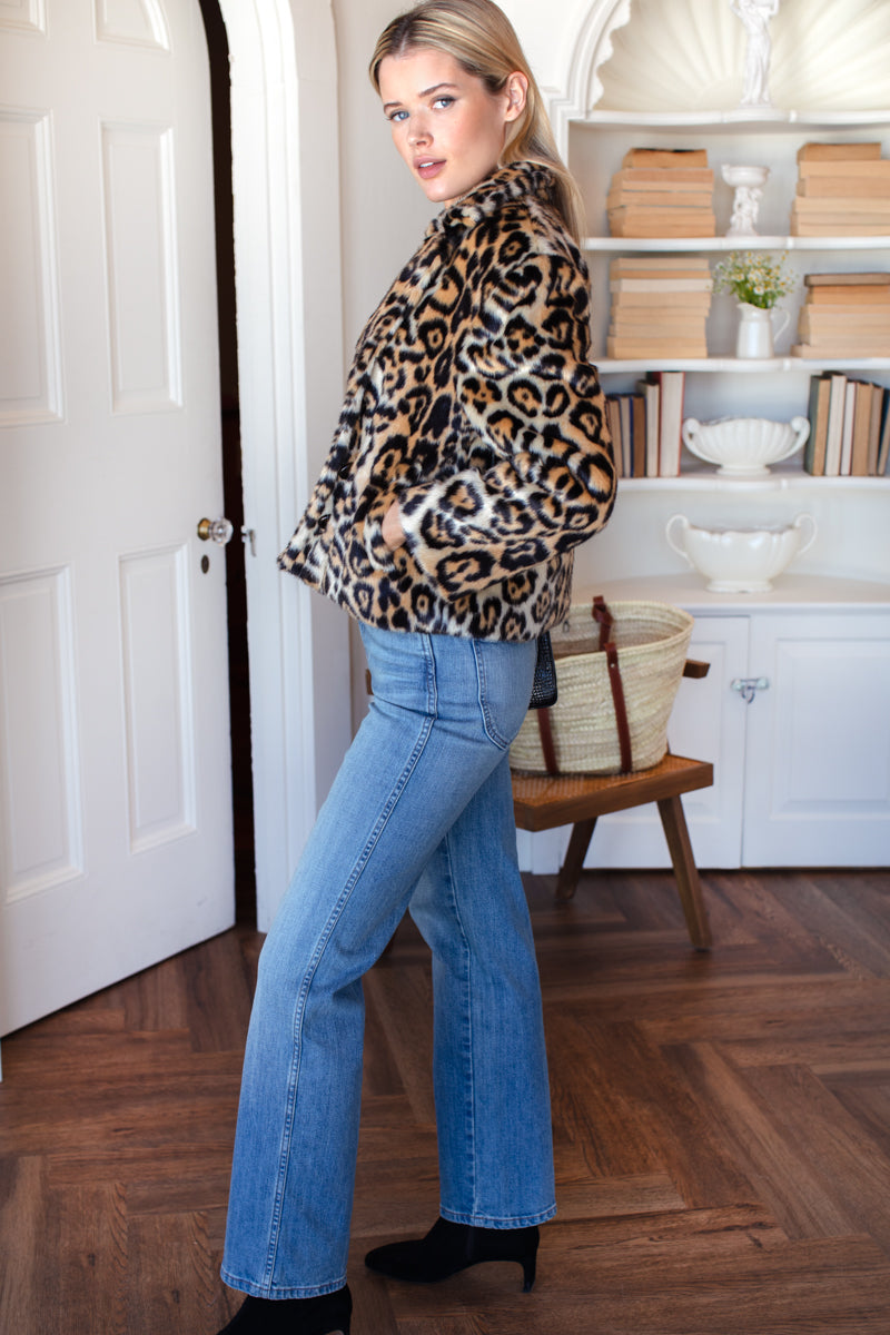 Short 60s Coat - Leopard Fur
