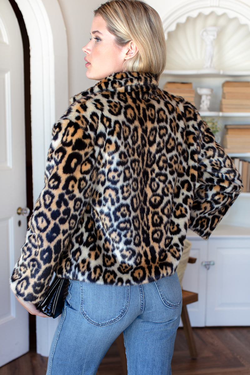 Short 60s Coat - Leopard Fur