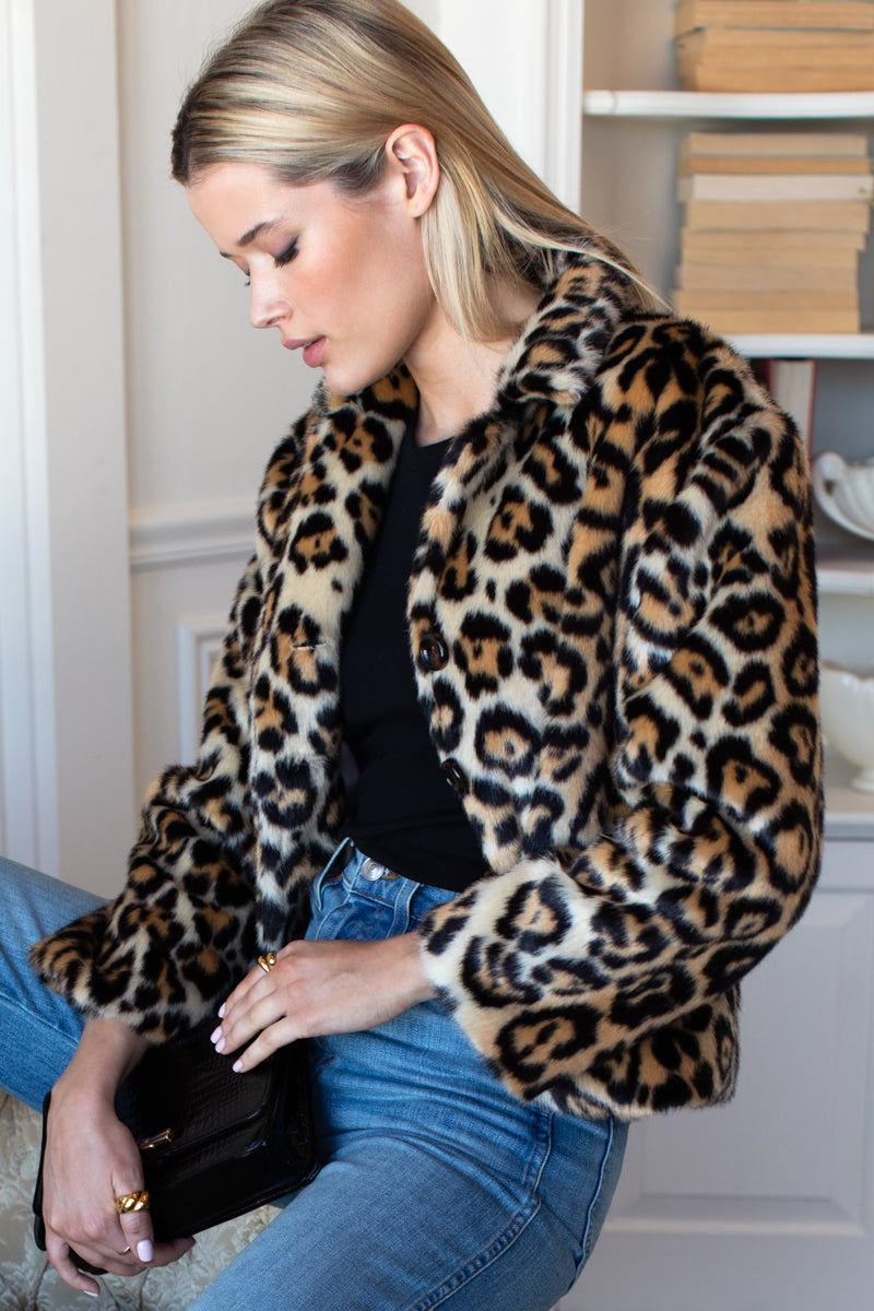 Short 60s Coat - Leopard Fur