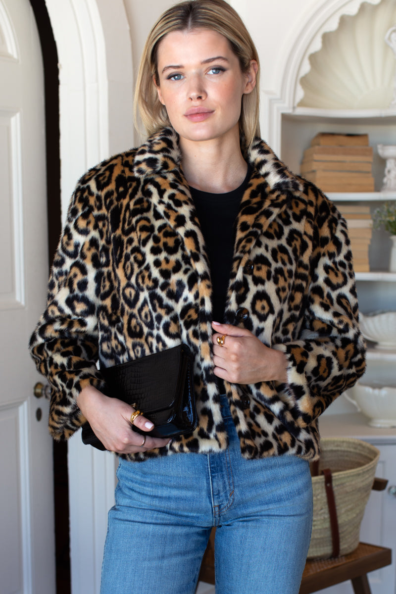 Short 60s Coat - Leopard Fur