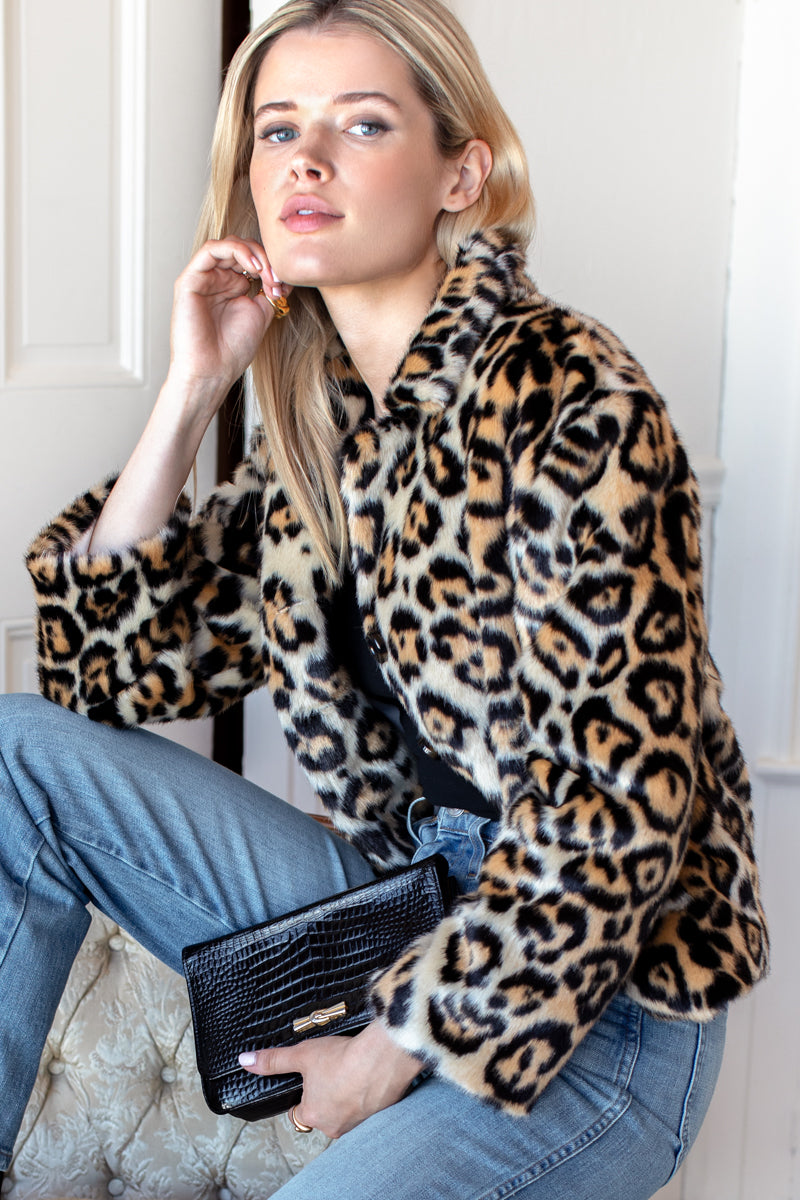 Short 60s Coat - Leopard Fur
