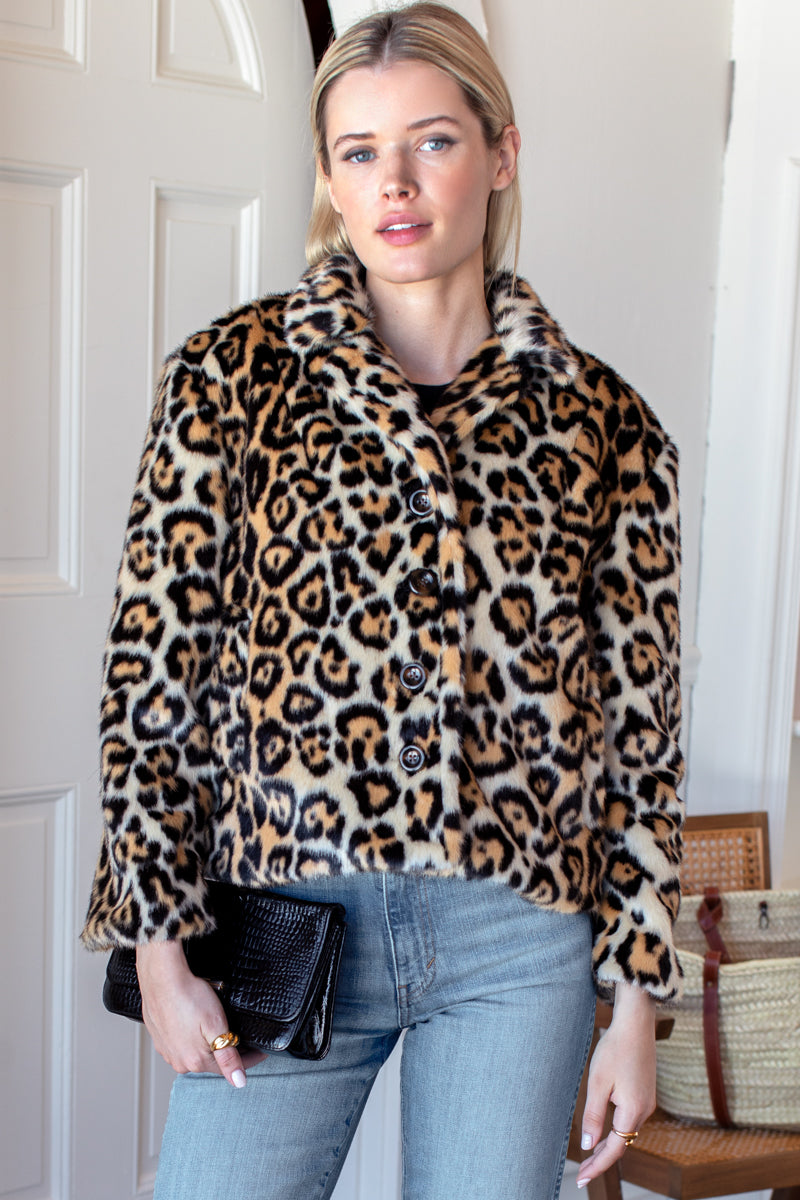 Short 60s Coat - Leopard Fur