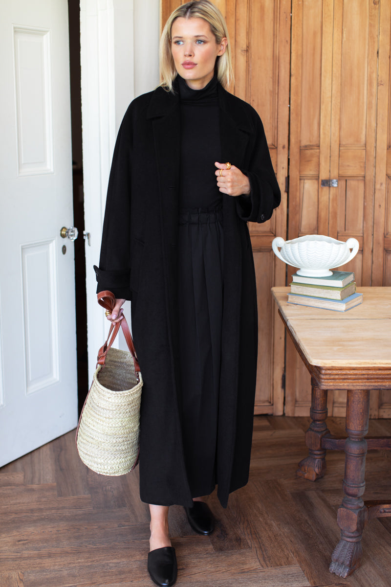 Soft Pleated Maxi Skirt - Black Swan
